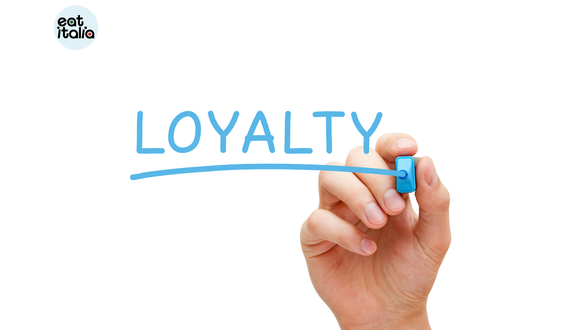 A hand highlighting the word LOYALTY