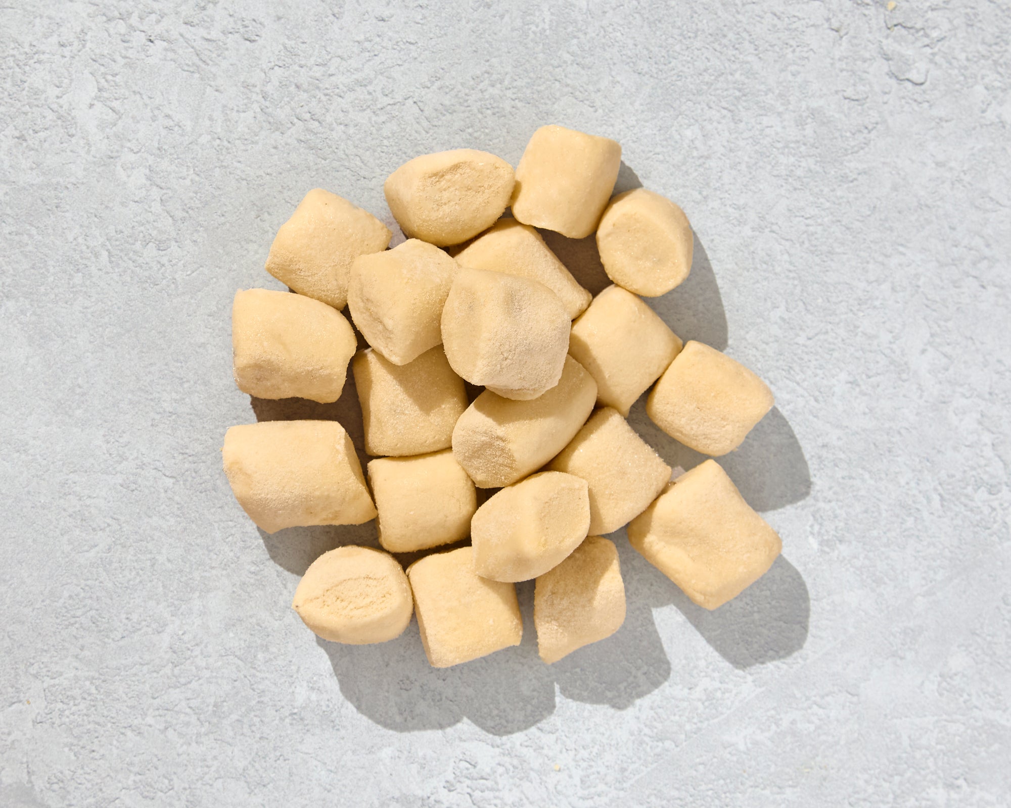 Close-up of gnocchi country style on a light background